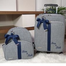 Mala com Rodinhas e Mochila com Nome do Bebê Bordado